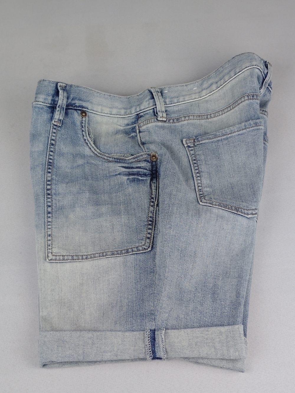 LOFT Faded Light Blue Denim Rolled-Hem Shorts